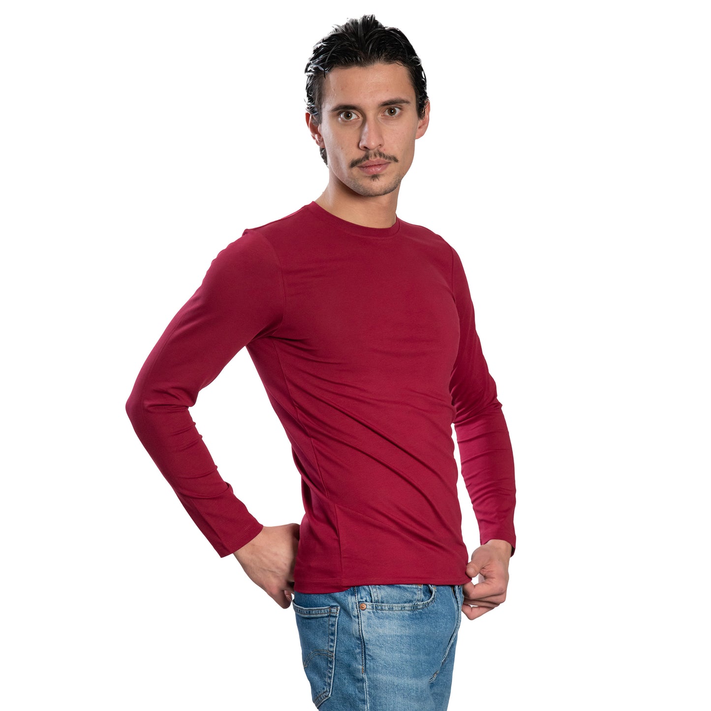 Langärmliges Herren-T-Shirt mit Rundhalsausschnitt