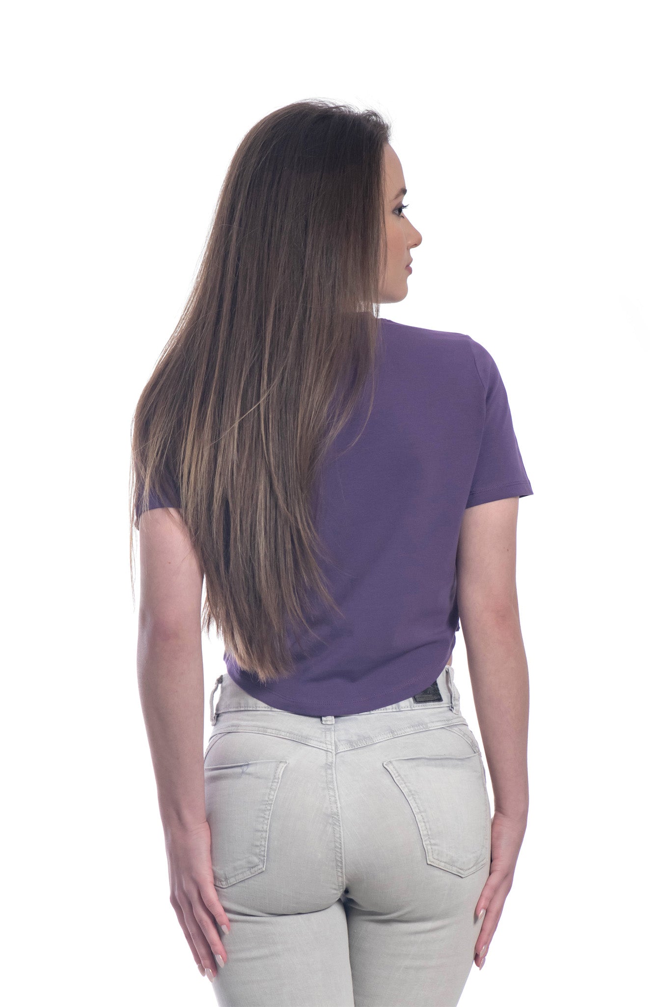 Damen Crop Top, Kurzarm, Rundhalsausschnitt