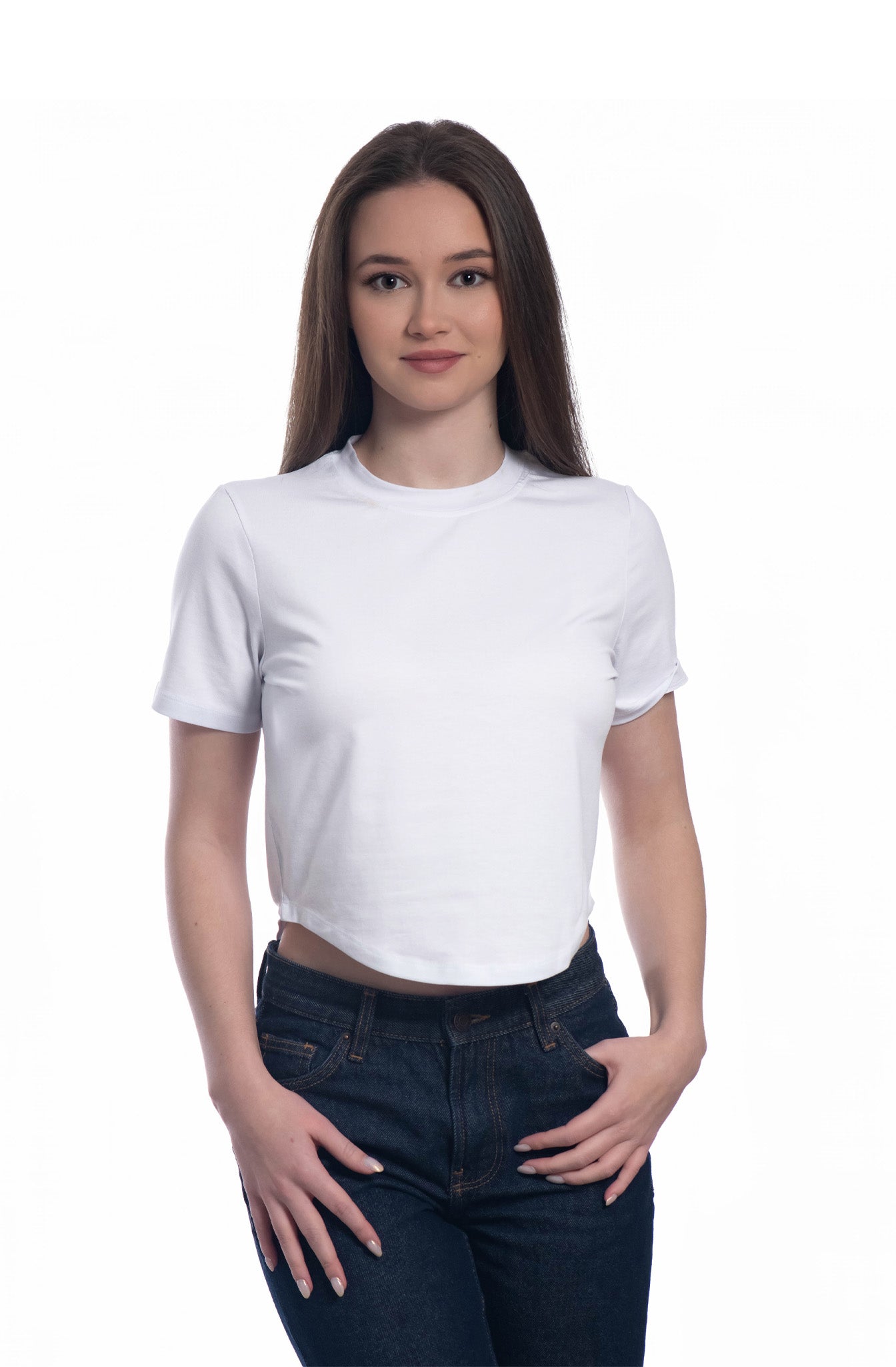 Damen Crop Top, Kurzarm, Rundhalsausschnitt