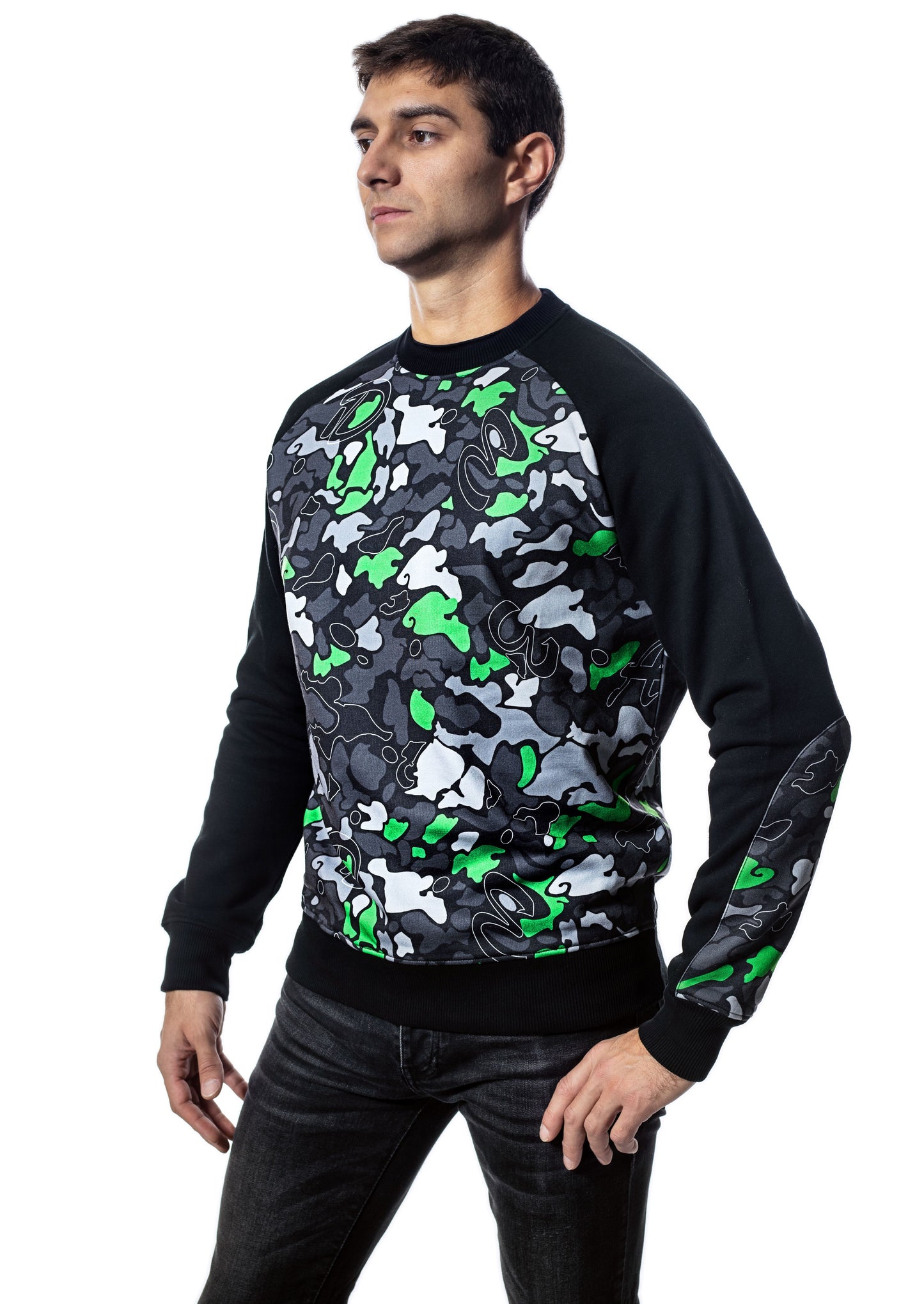Herren-Sweatshirt mit langen Raglanärmeln und Rundhalsausschnitt