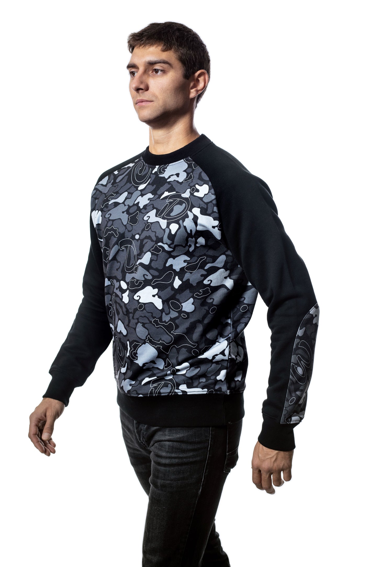 Herren-Sweatshirt mit langen Raglanärmeln und Rundhalsausschnitt
