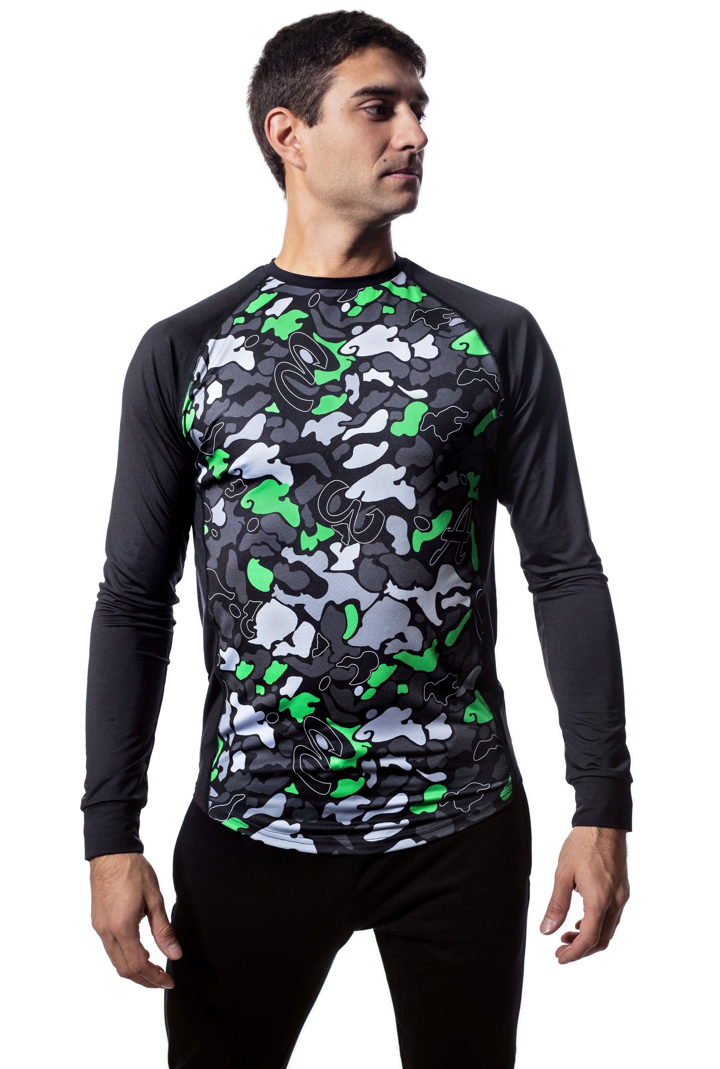 Herren Langarm-Rundhals-T-Shirt mit Raglanärmeln