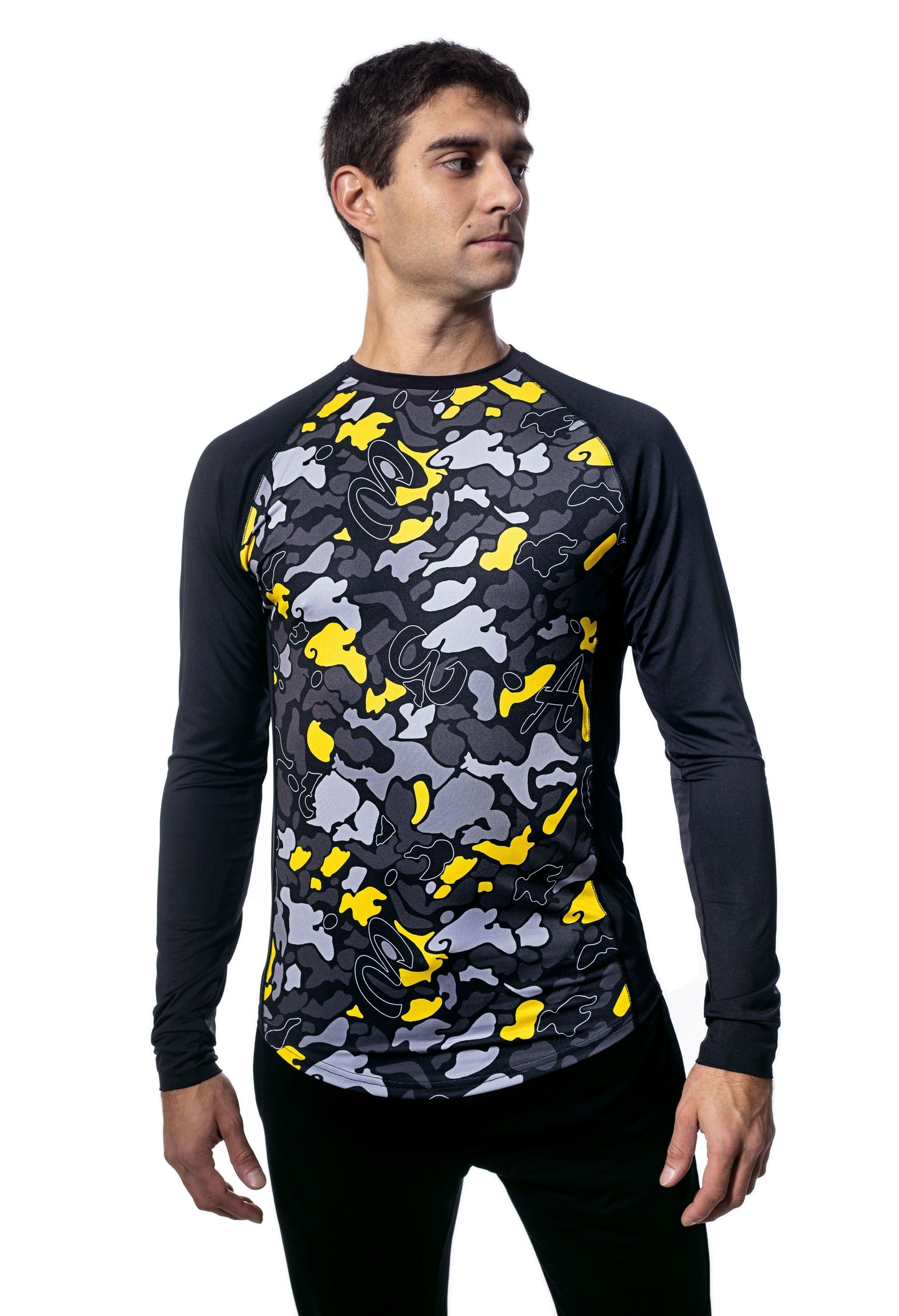 Herren Langarm-Rundhals-T-Shirt mit Raglanärmeln