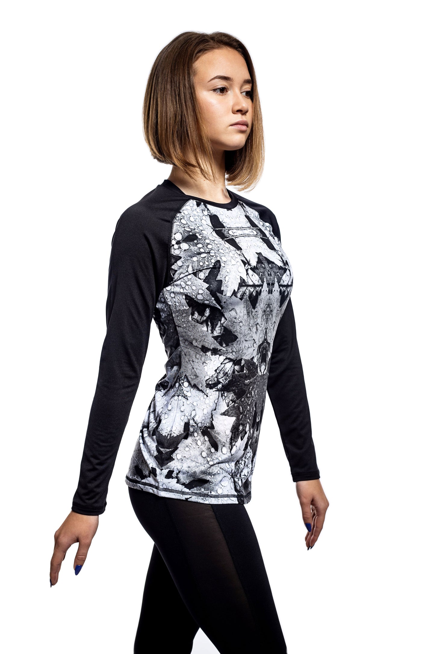 Damen Langarm-Rundhals-T-Shirt mit Raglanärmeln