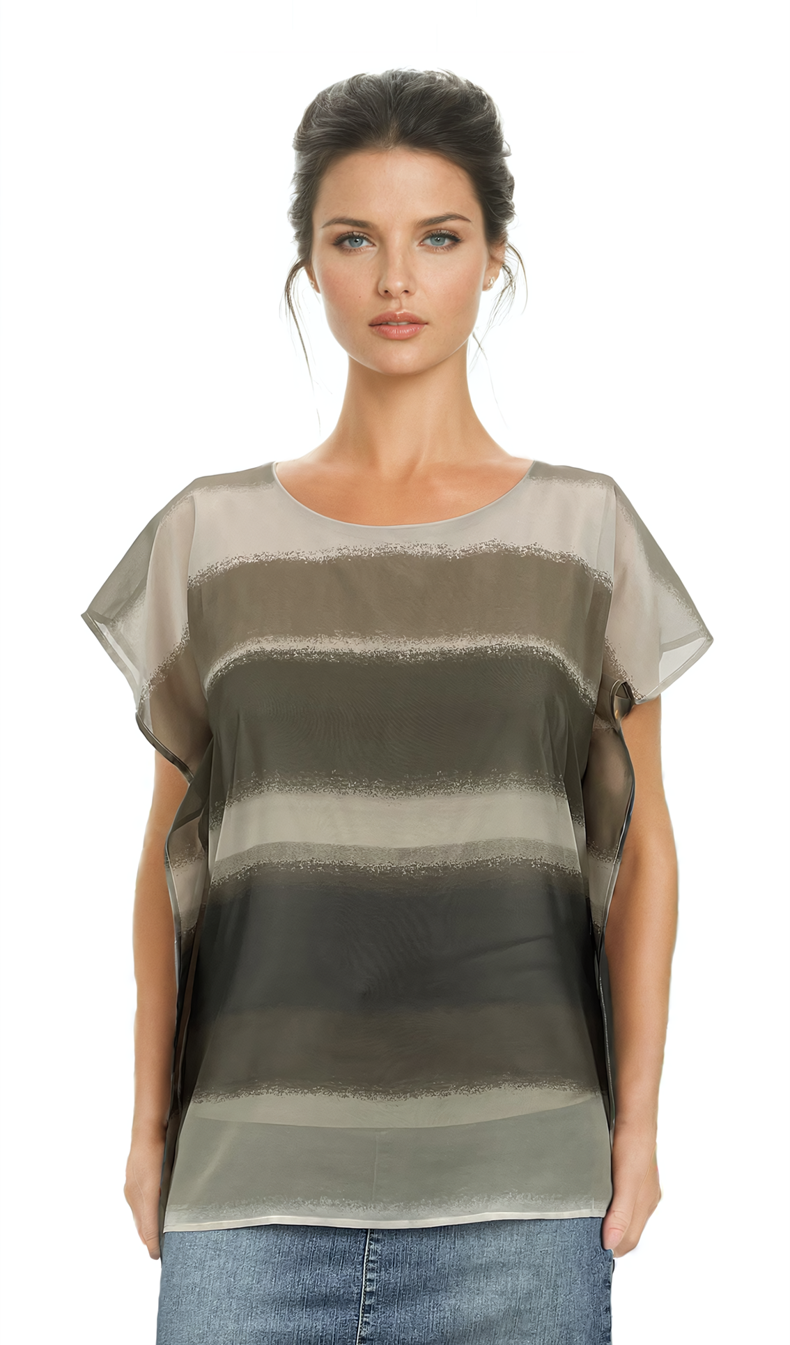 Damenbluse - Kurzarm-T-Shirt mit Rundhalsausschnitt