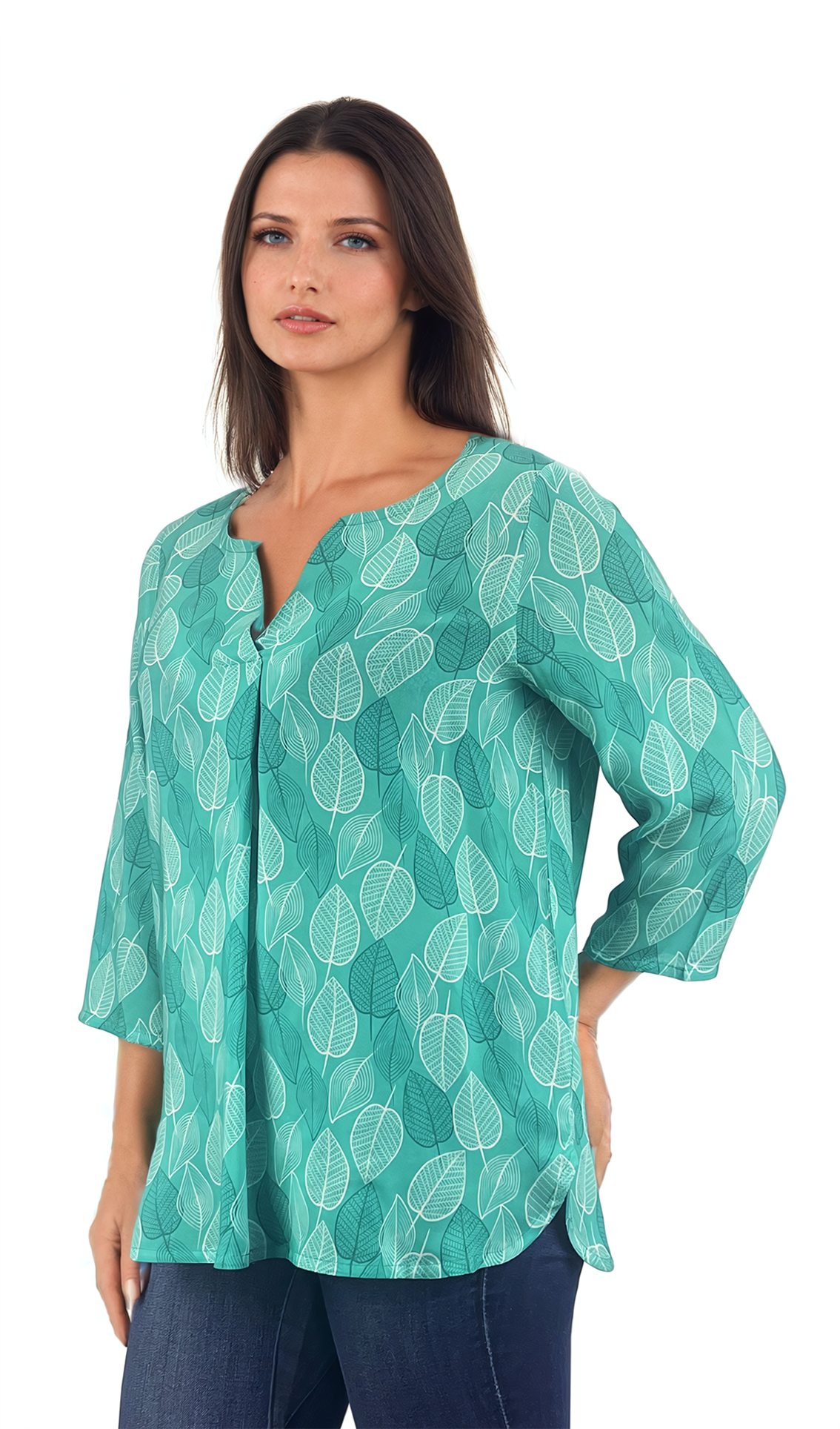 Damen-Tunika-Shirt mit 3/4-Ärmeln