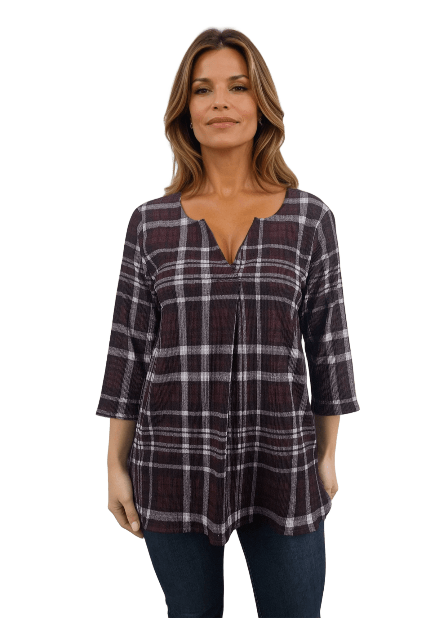 Damen-Tunika-Shirt mit 3/4-Ärmeln