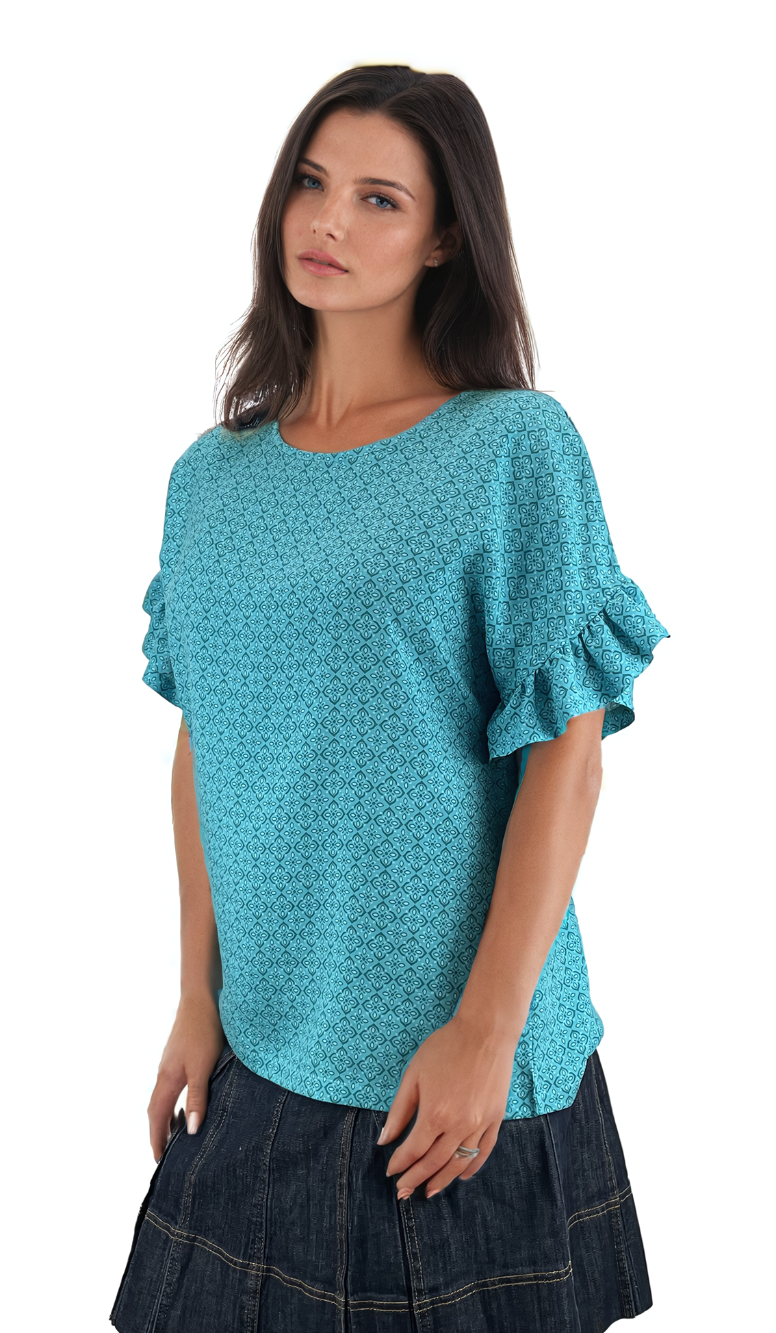 Damen Kurzarm Rundhalsbluse
