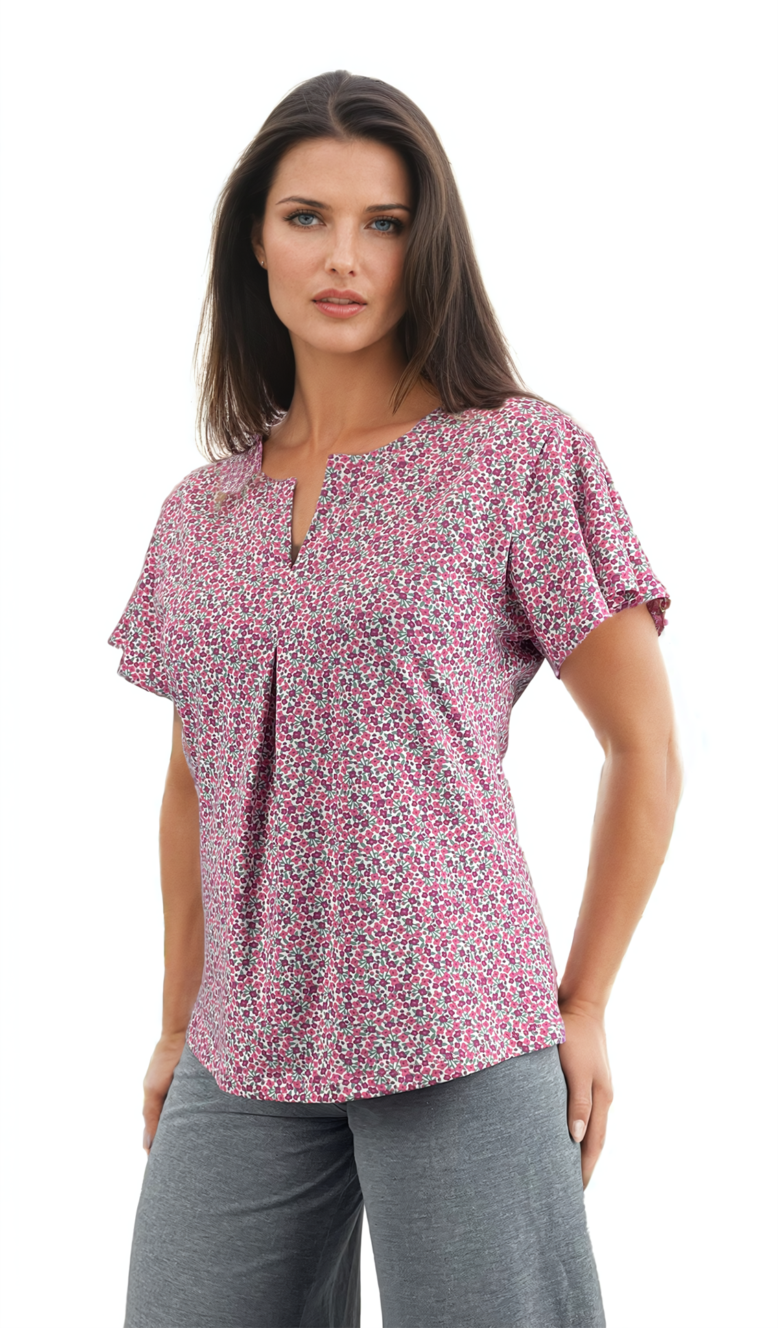 Damen T-Shirt - kurzärmlig, mit spitzem Ausschnitt