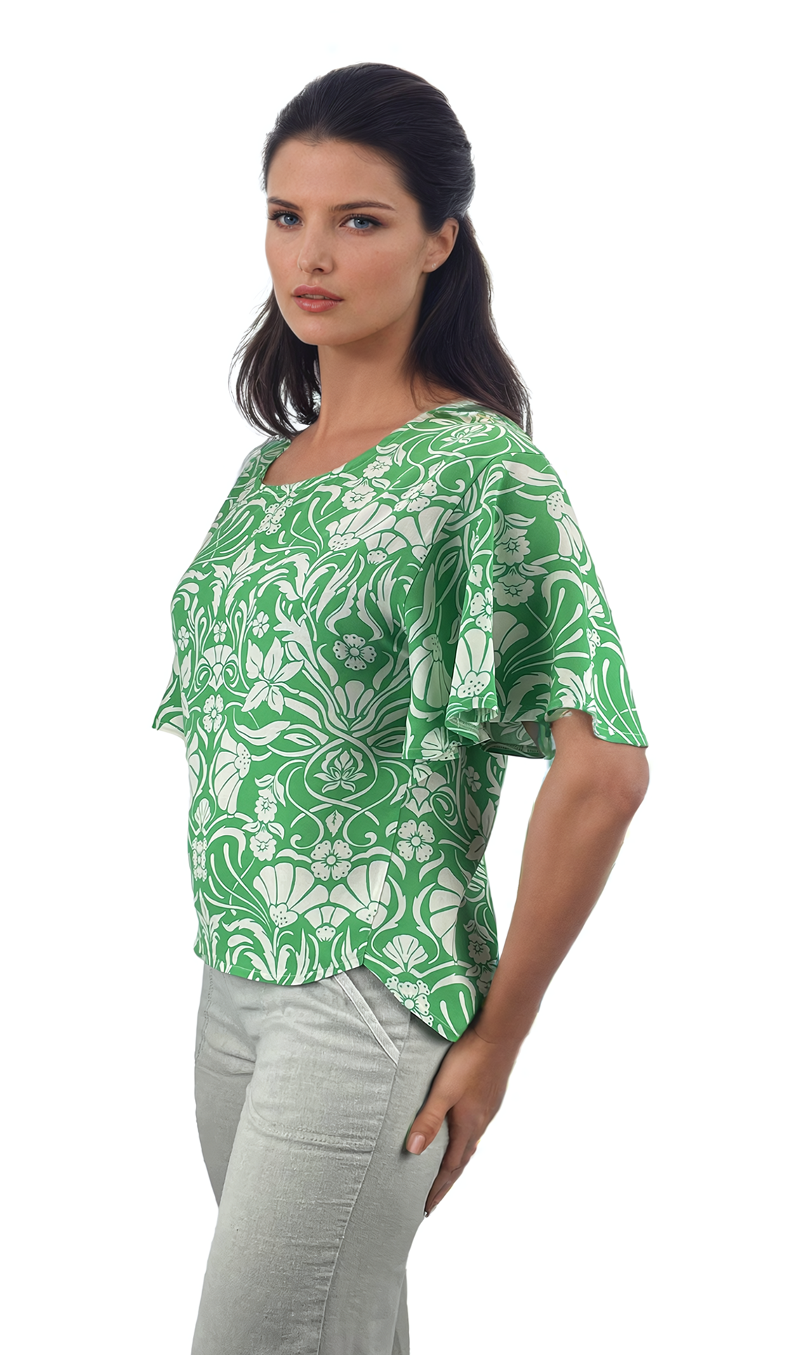 Damen Kurzarm Rundhalsbluse