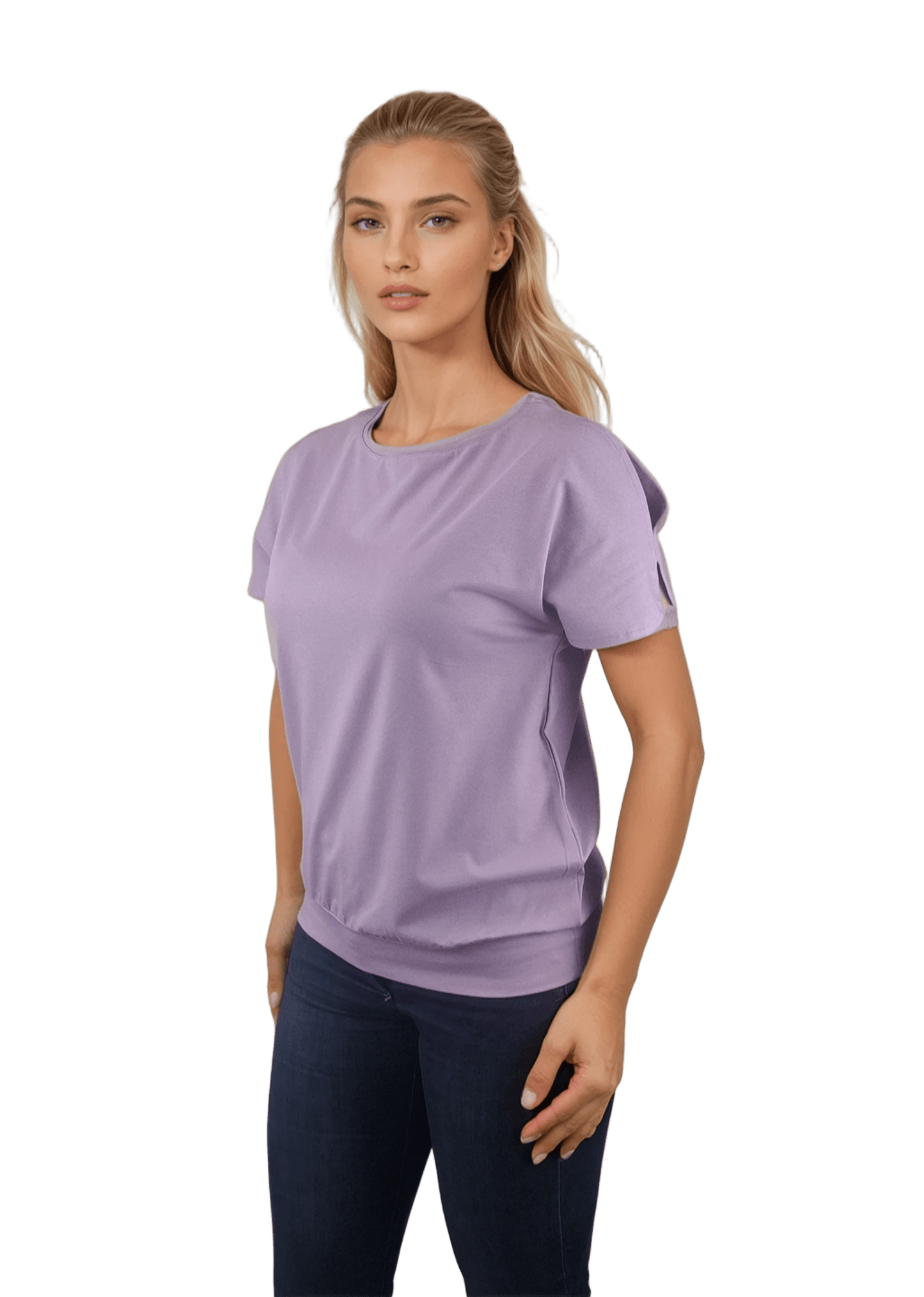Damenbluse - Kurzarm-T-Shirt mit Rundhalsausschnitt