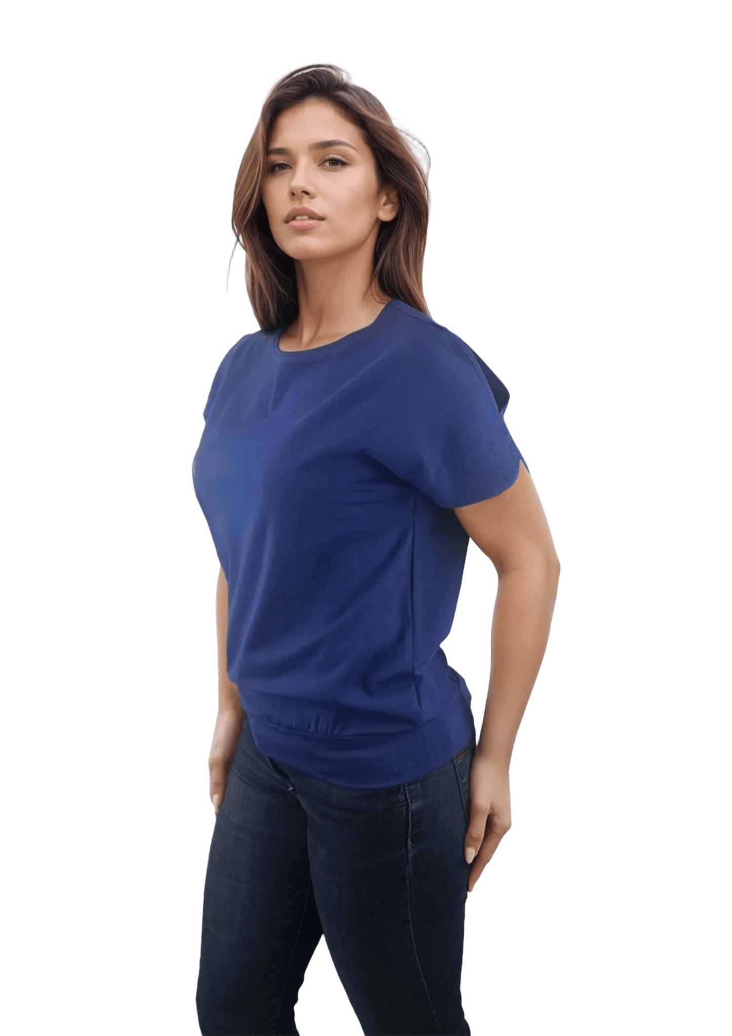 Damenbluse - Kurzarm-T-Shirt mit Rundhalsausschnitt