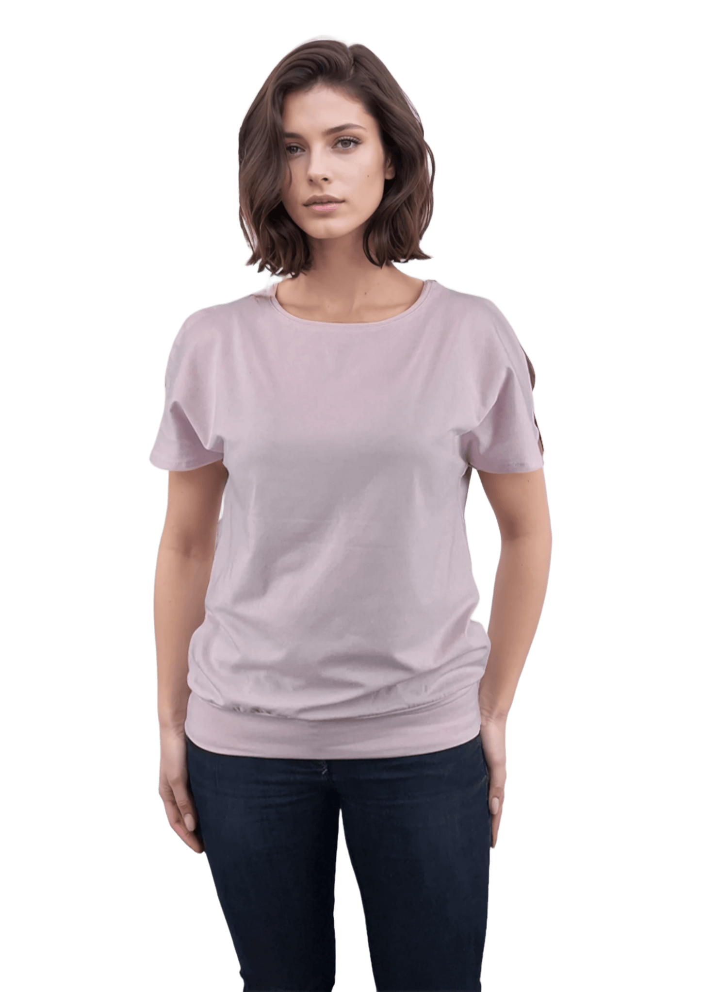 Damenbluse - Kurzarm-T-Shirt mit Rundhalsausschnitt