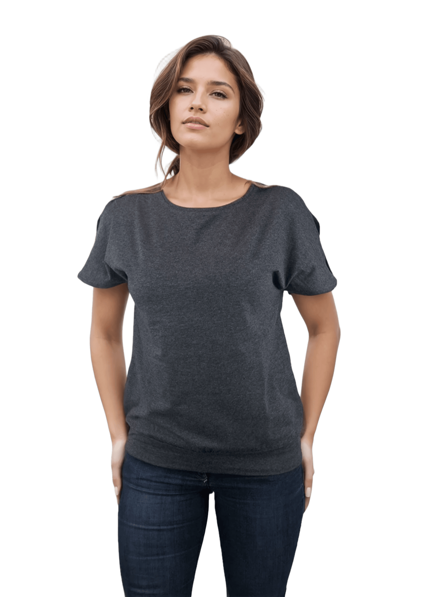 Damenbluse - Kurzarm-T-Shirt mit Rundhalsausschnitt