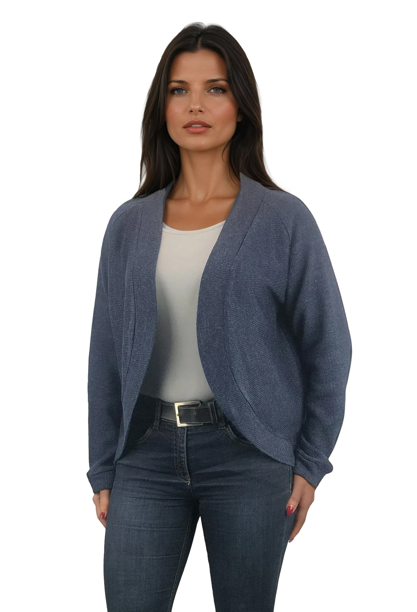 Langärmlige Strickjacke ohne Knöpfe für Damen