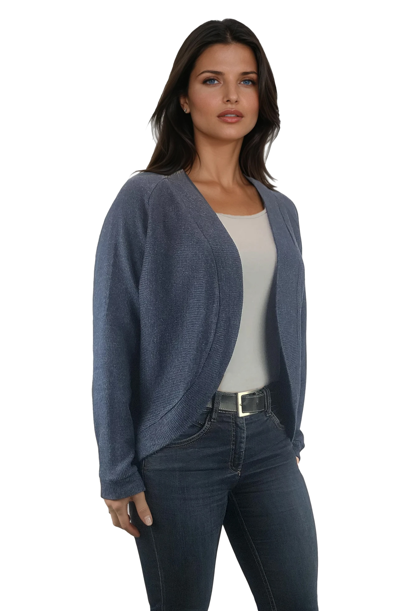 Langärmlige Strickjacke ohne Knöpfe für Damen