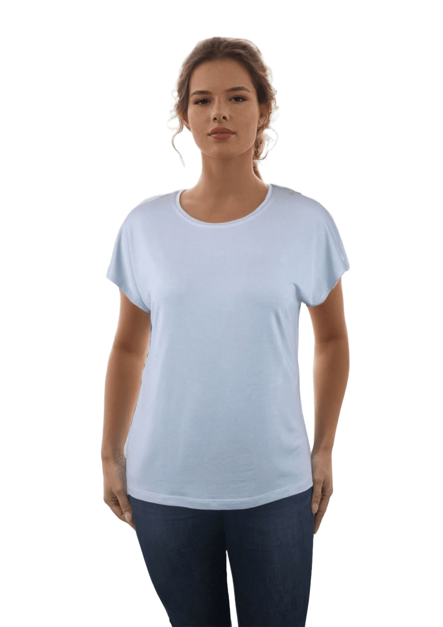 Damen Bluse - Kurzarm T-Shirt mit Rundhalsausschnitt