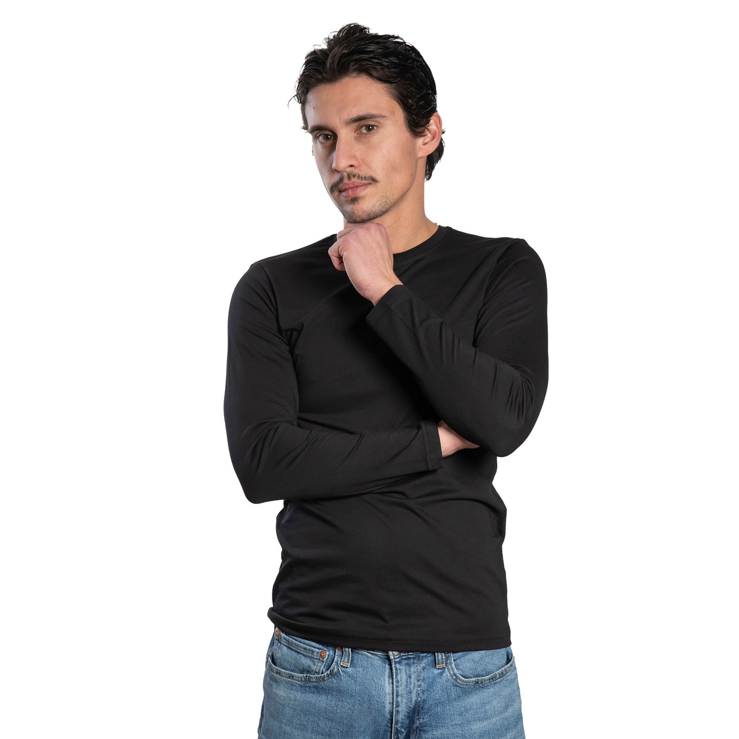 Langärmliges Herren-T-Shirt mit Rundhalsausschnitt