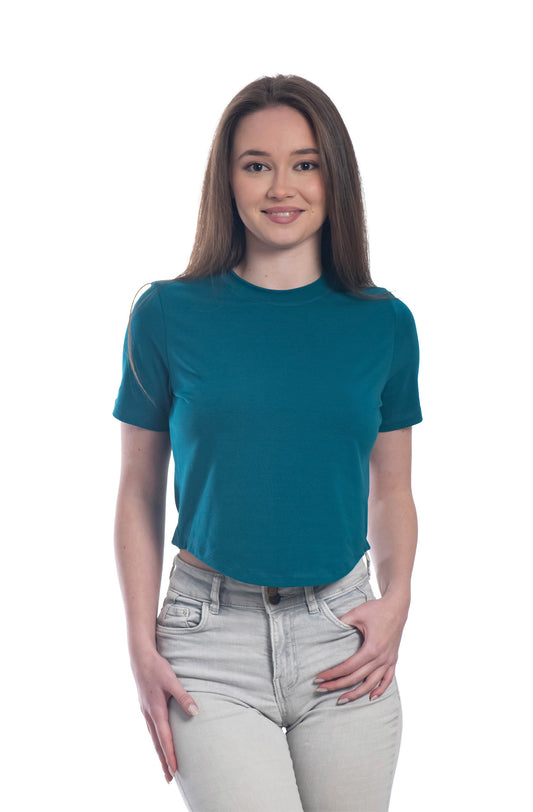 Damen Crop Top, Kurzarm, Rundhalsausschnitt