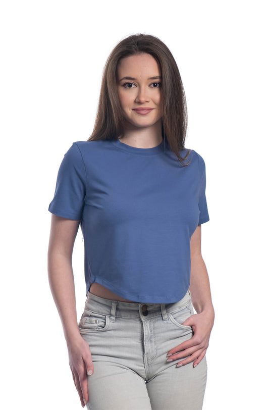 Damen Crop Top, Kurzarm, Rundhalsausschnitt