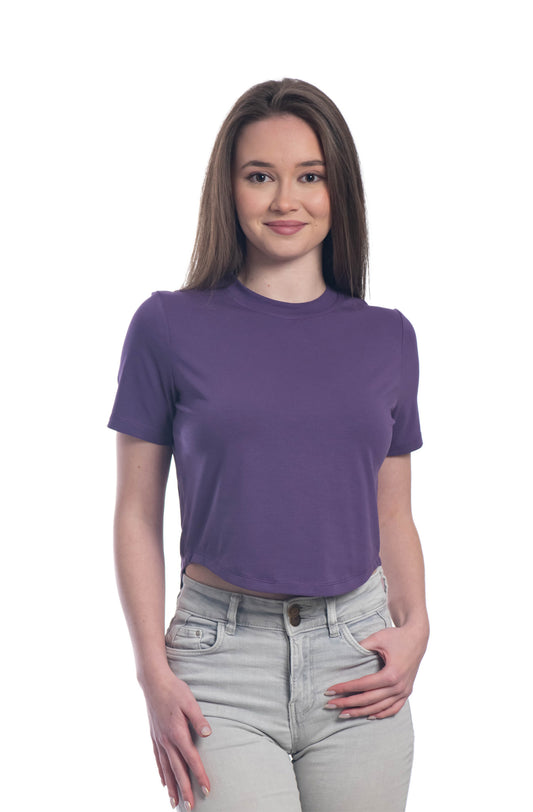 Damen Crop Top, Kurzarm, Rundhalsausschnitt