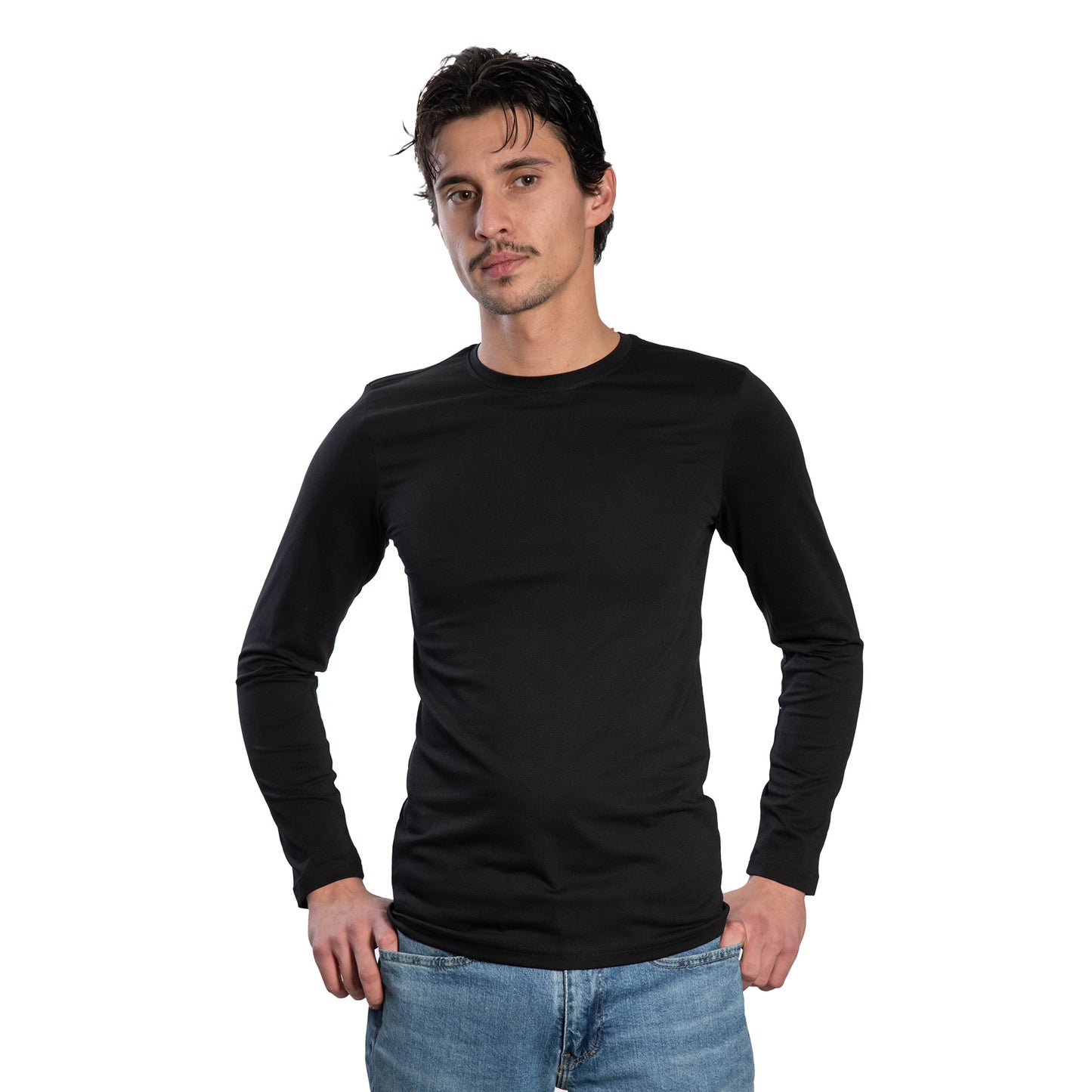 Langärmliges Herren-T-Shirt mit Rundhalsausschnitt