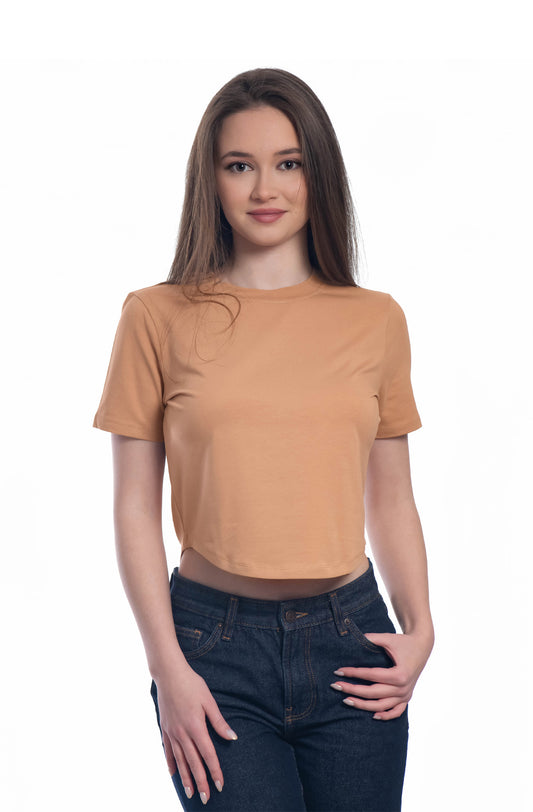 Damen Crop Top, Kurzarm, Rundhalsausschnitt