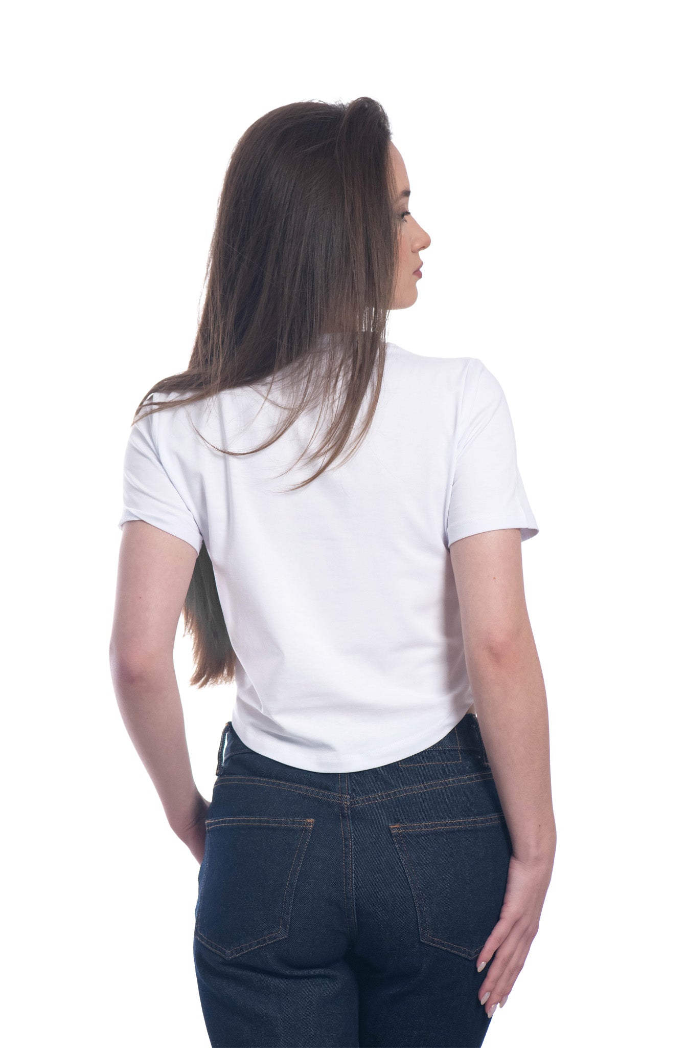 Damen Crop Top, Kurzarm, Rundhalsausschnitt