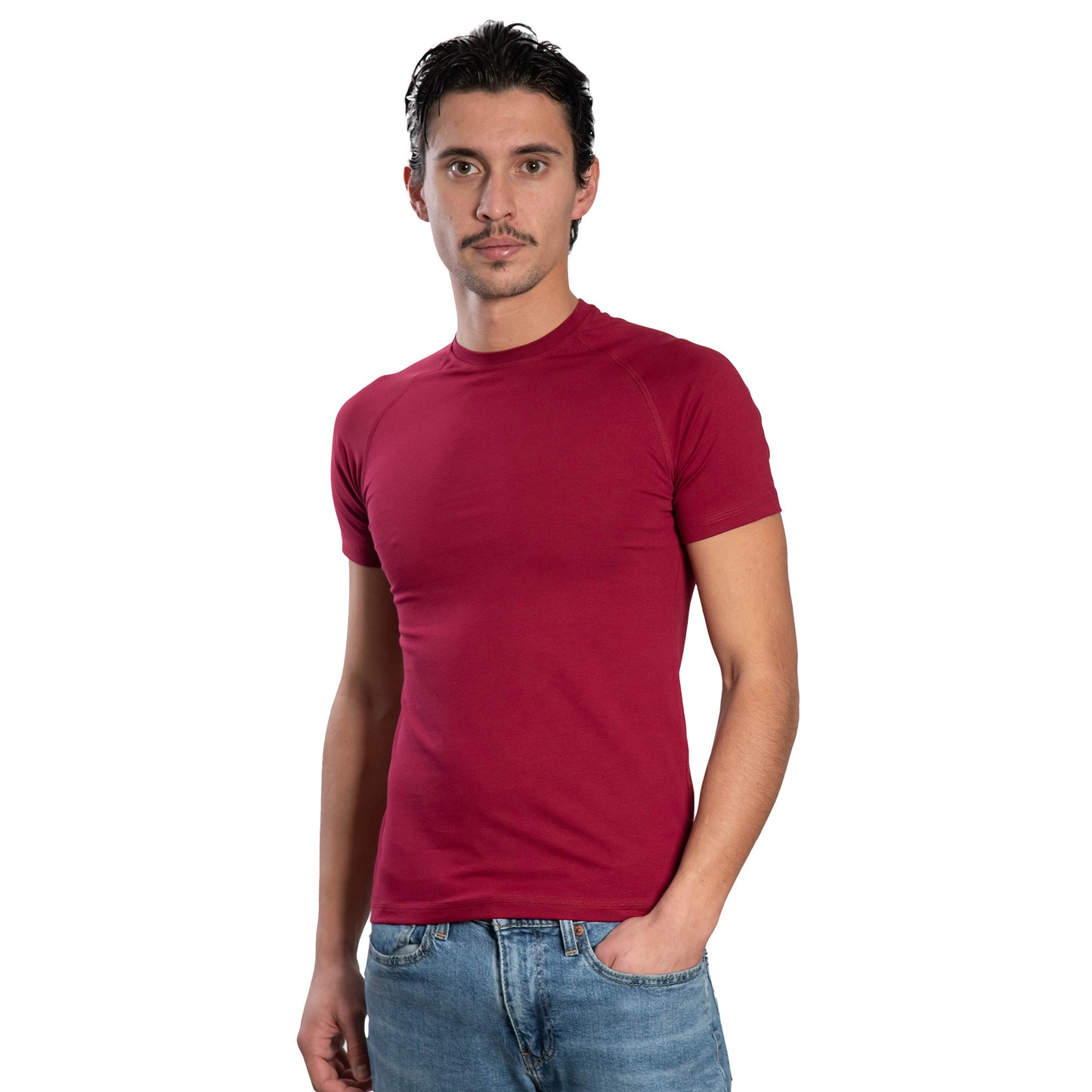 Kurzarm-T-Shirt für Herren – Raglan-Rundhalsausschnitt
