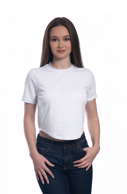 Damen Crop Top, Kurzarm, Rundhalsausschnitt