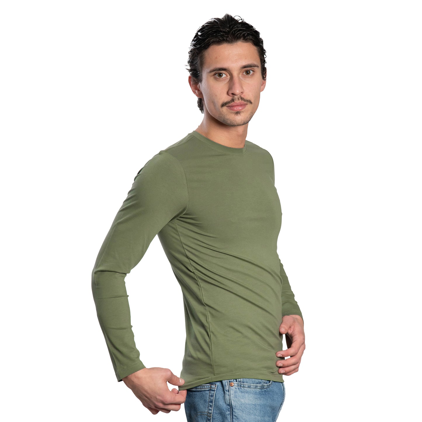 Langärmliges Herren-T-Shirt mit Rundhalsausschnitt