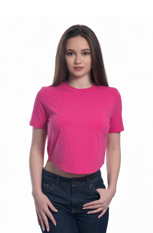 Damen Crop Top, Kurzarm, Rundhalsausschnitt