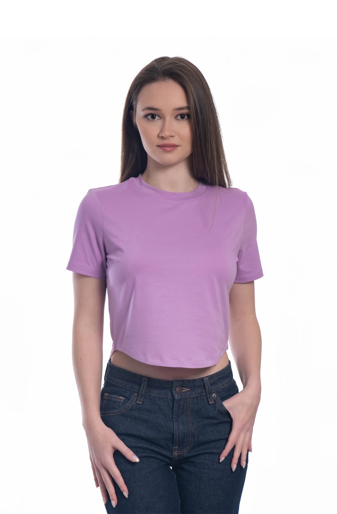 Damen Crop Top, Kurzarm, Rundhalsausschnitt