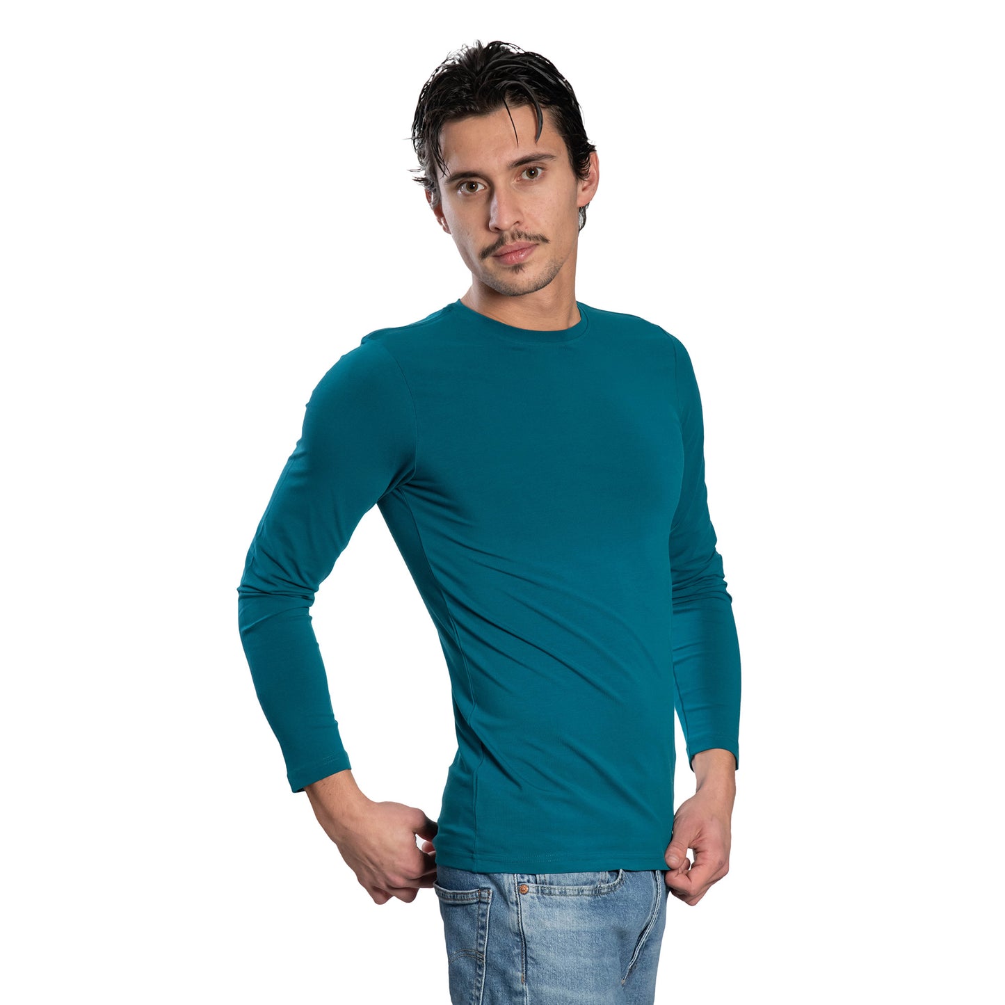 Langärmliges Herren-T-Shirt mit Rundhalsausschnitt