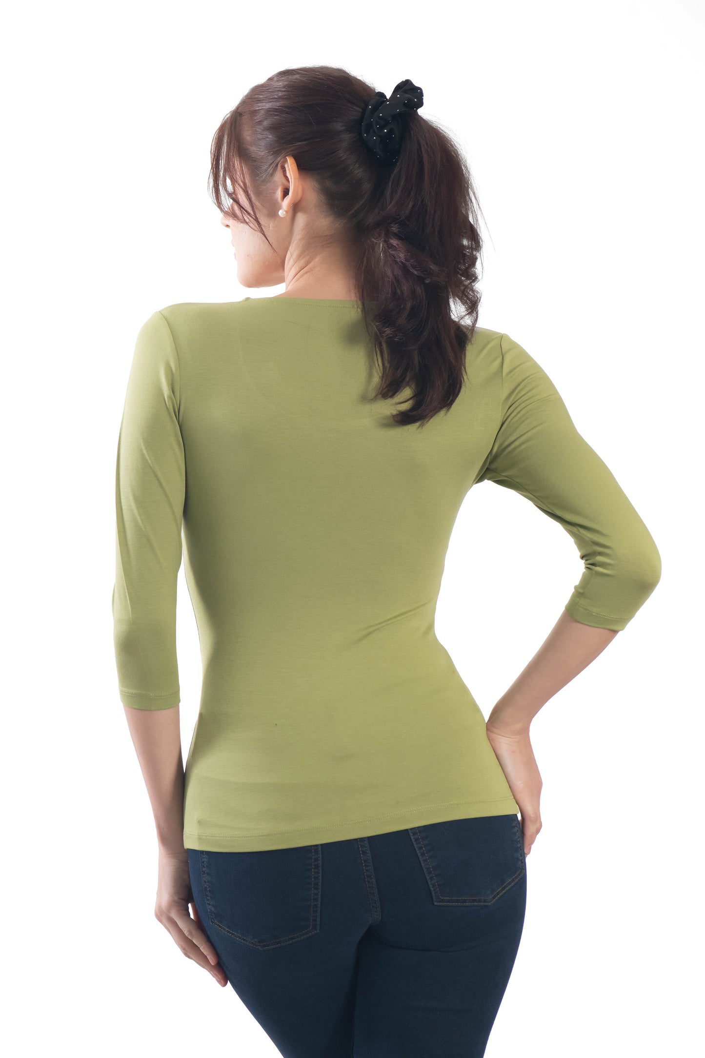 Damen T-Shirt mit 3/4 Ärmeln und Rundhalsausschnitt
