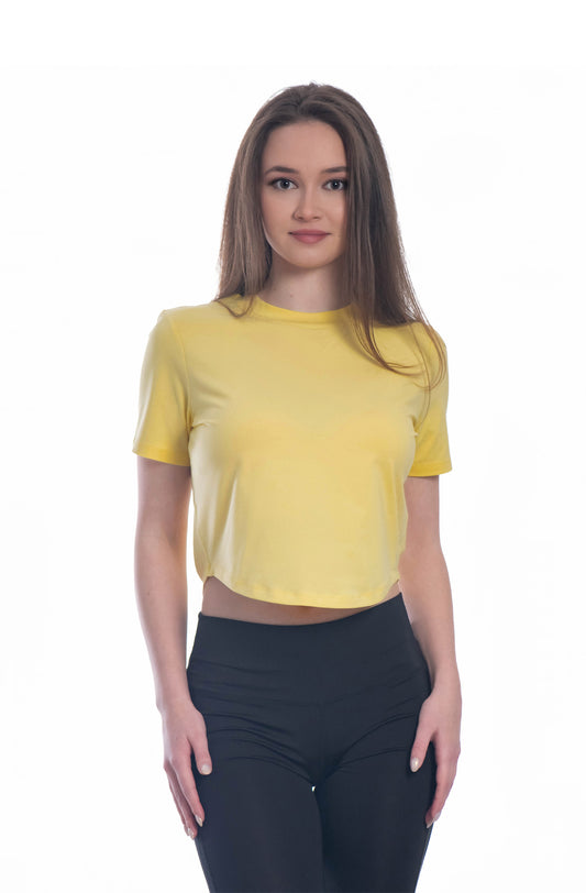Damen Crop Top, Kurzarm, Rundhalsausschnitt