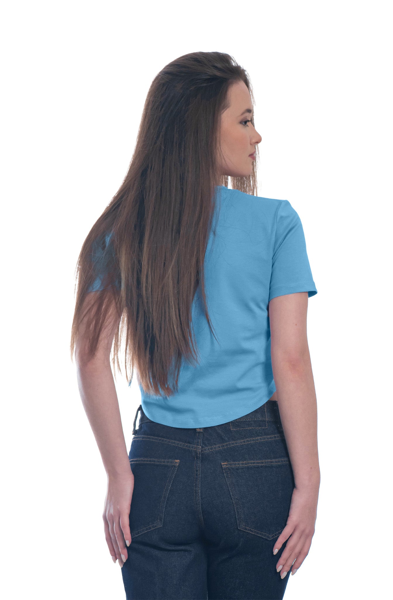 Дамска кроп топ тениска с къс ръкав обло деколте - Decade.shop