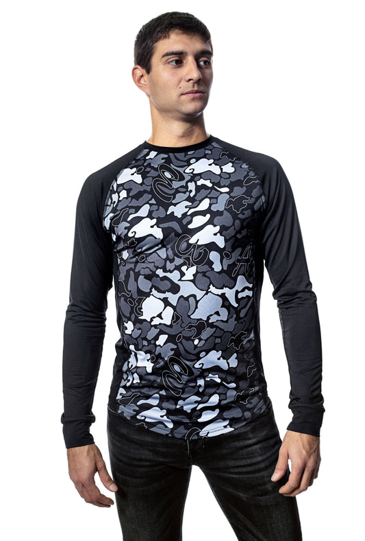 Herren Langarm-Rundhals-T-Shirt mit Raglanärmeln
