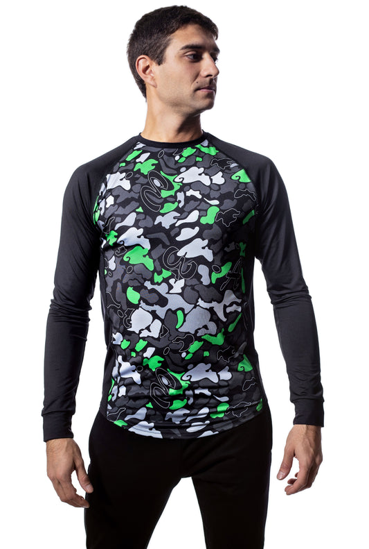 Herren Langarm-Rundhals-T-Shirt mit Raglanärmeln