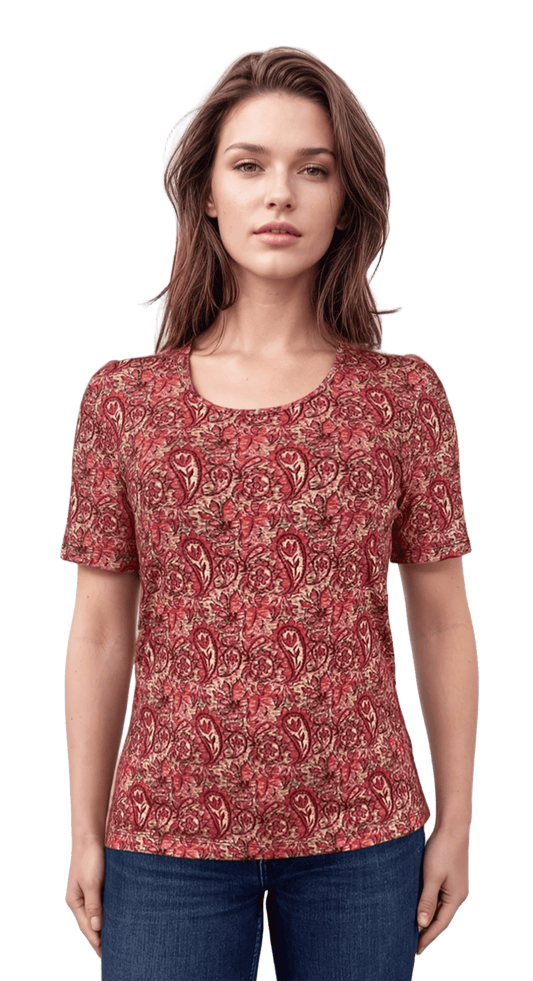 Damen Bluse - Kurzarm T-Shirt mit Rundkragen
