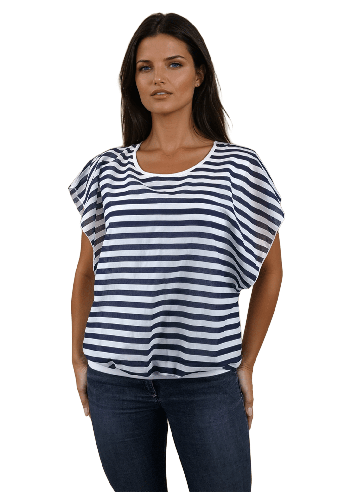 Дамска  блуза - тениска с къс ръкав обло деколте - Decade.shop