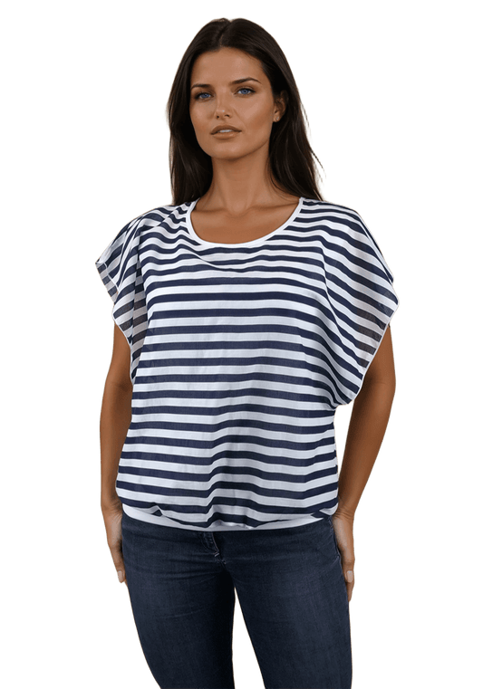 Damenbluse - Kurzarm-T-Shirt mit Rundhalsausschnitt