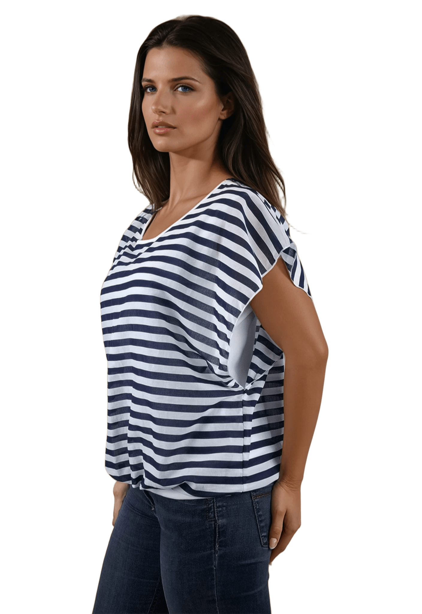 Дамска  блуза - тениска с къс ръкав обло деколте - Decade.shop