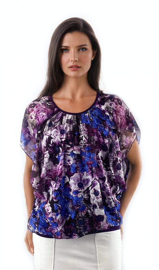 Damenbluse - Kurzarm-T-Shirt mit Rundhalsausschnitt