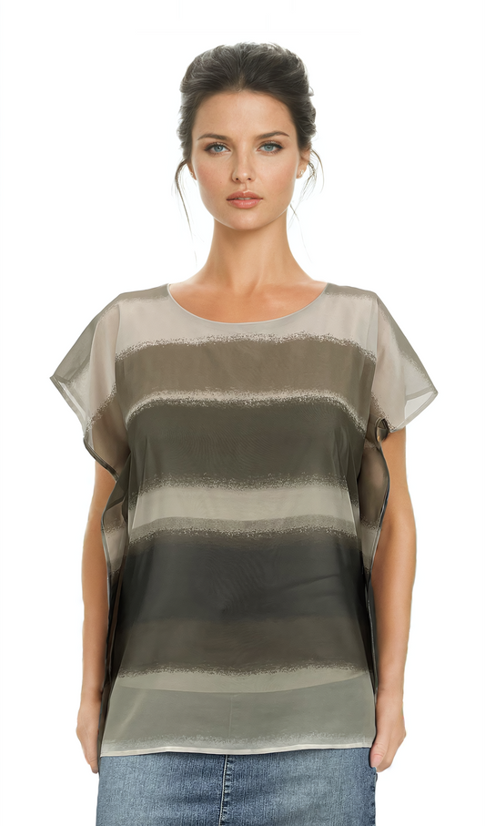 Damenbluse - Kurzarm-T-Shirt mit Rundhalsausschnitt