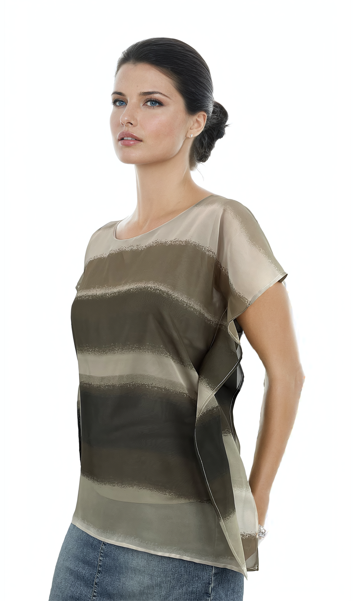 Damenbluse - Kurzarm-T-Shirt mit Rundhalsausschnitt