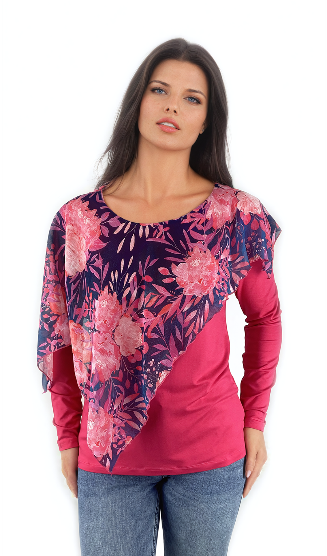 Дамска  блуза - тениска с дълъг ръкав обло деколте - Decade.shop