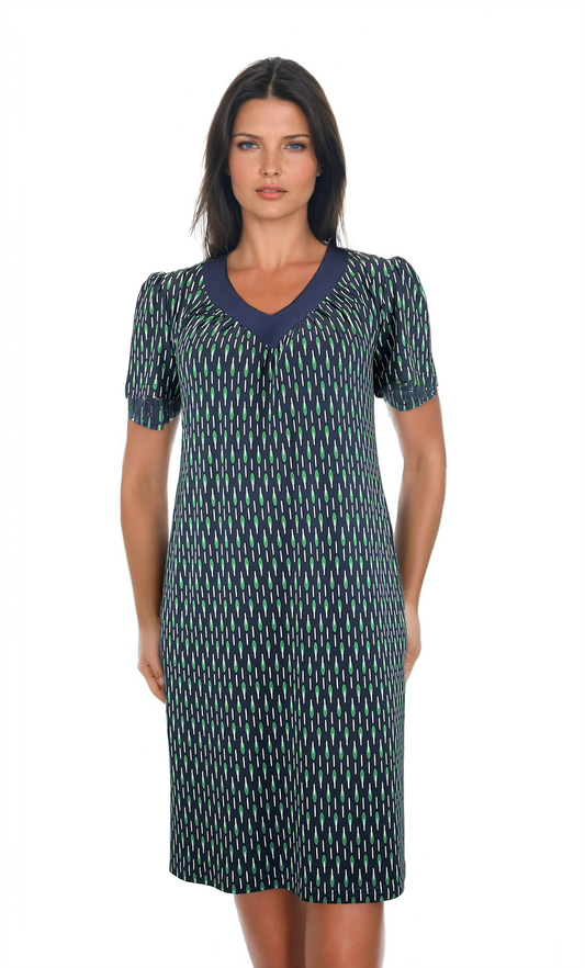 Damenkleid mit kurzen Ärmeln und tiefem Ausschnitt