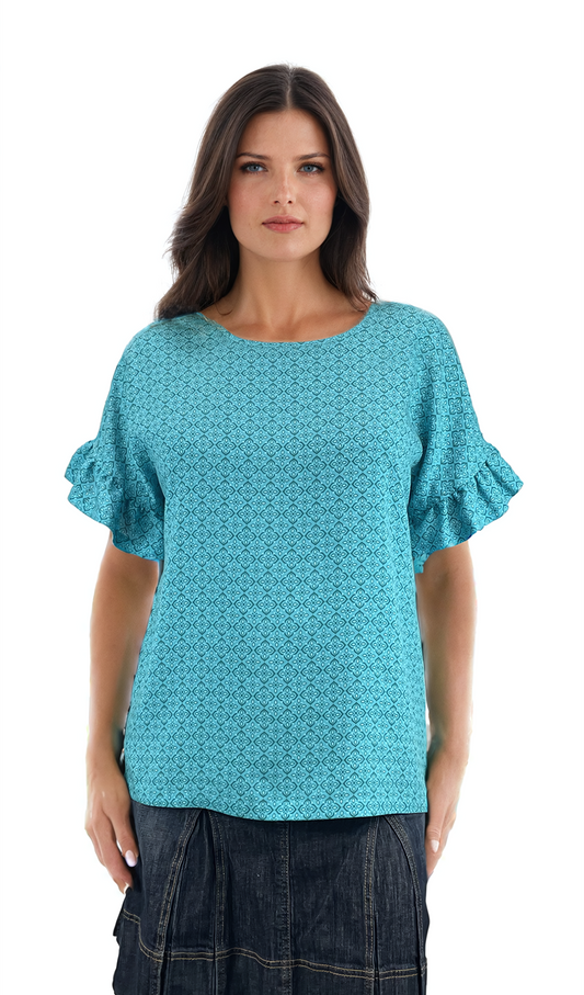 Damen Kurzarm Rundhalsbluse