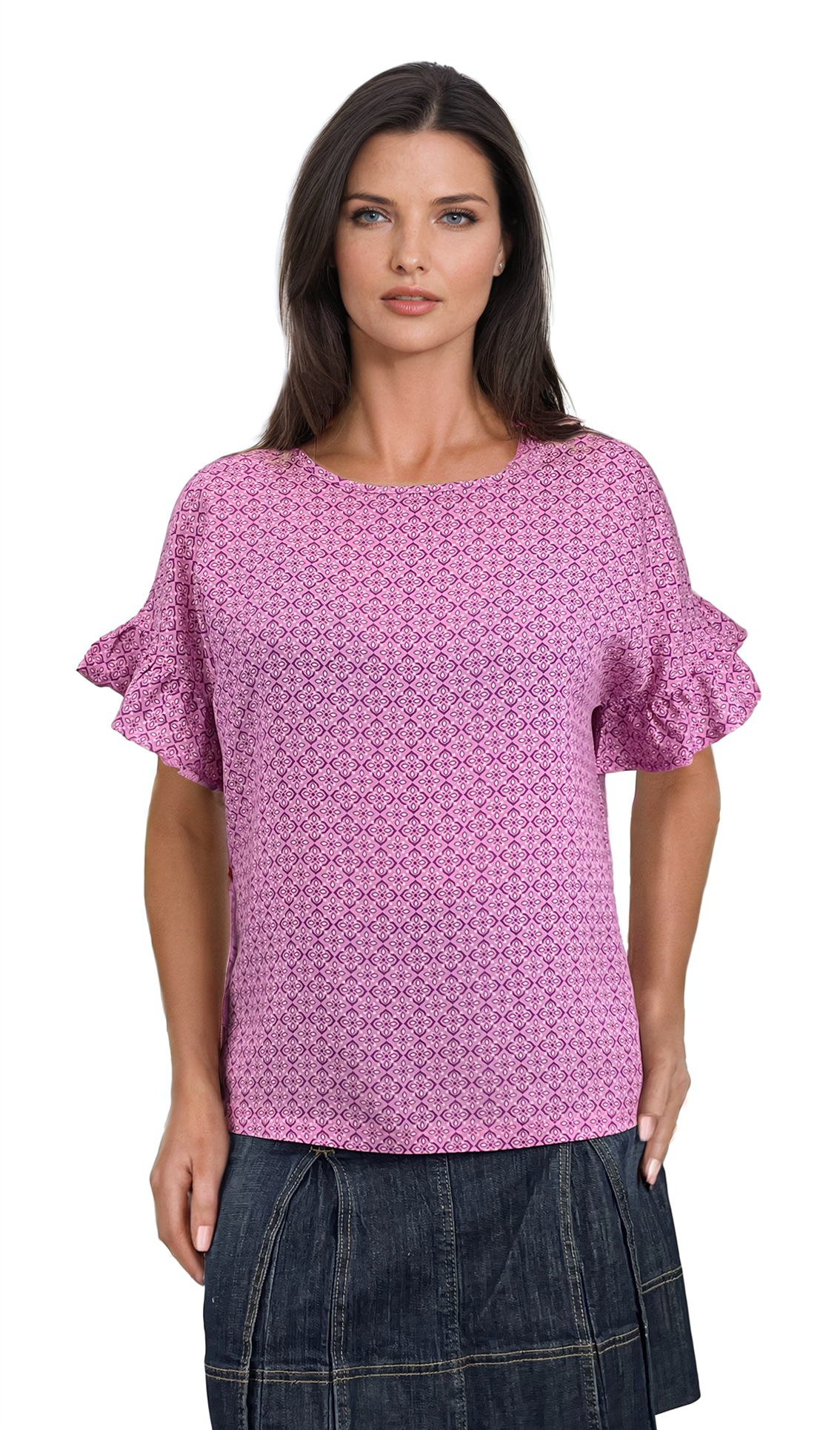 Damen Kurzarm Rundhalsbluse